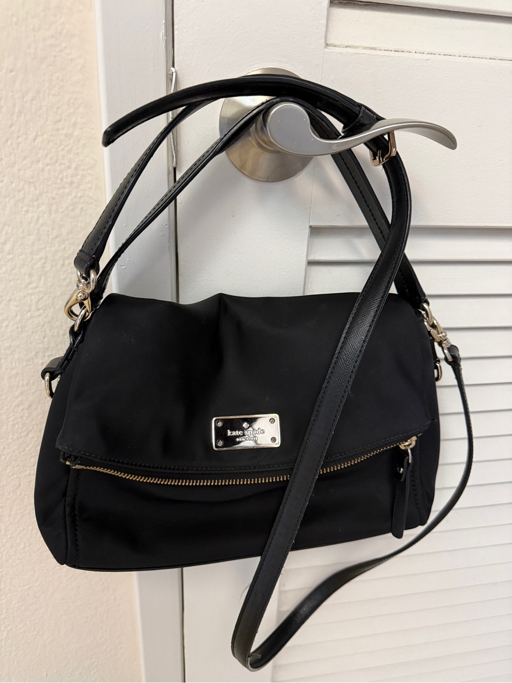 Kate Spade New York Black Nylon Crossbody Shoulder Bag Convertible Purse